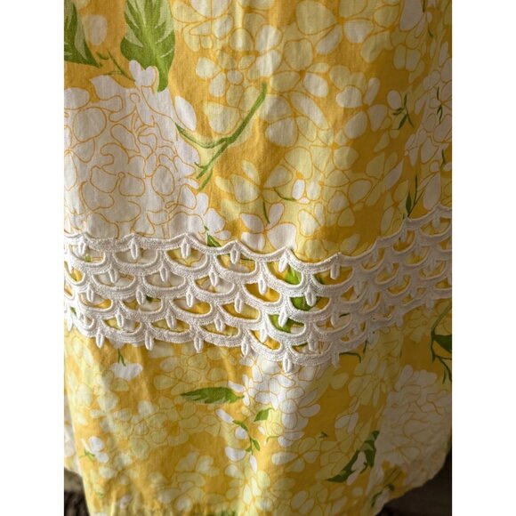 Dash About Dress VTG 60s Women's Yellow Cotton Rayon Floral A Line Mod Size 14 - Picture 10 of 11